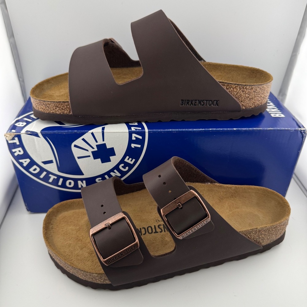 Birkenstock Arizona BS Sandals Womens 38 7 Dark Brown Birko-Flor Slide 0051701